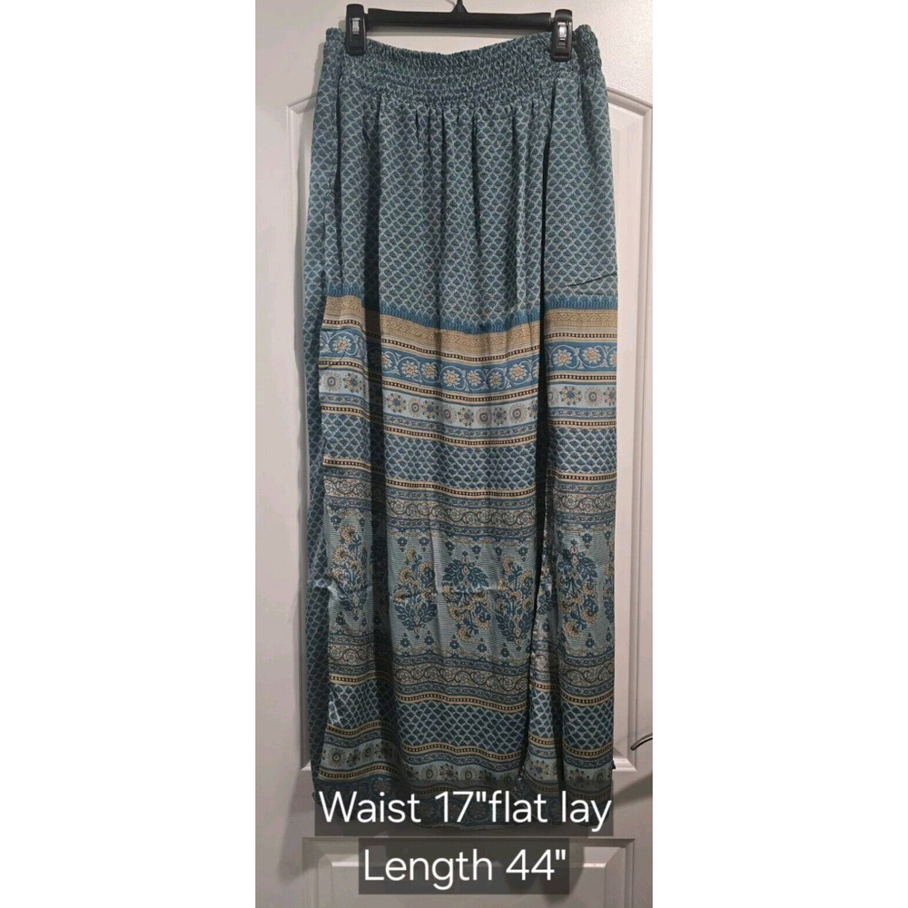 Anthropologie RAGA‎ Womens Blue Floral Paisley Maxi Skirt Boho Gypsy Size Medium